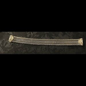 Elegant Art Deco style sterling silver and 18k gold clasp bracelet